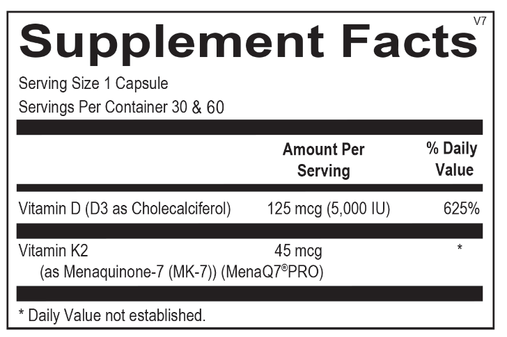 Ortho Molecular Vitamin K2 with D3 - supplement facts