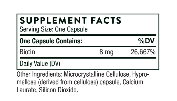 Thorne Biotin 8000mcg - supplement facts