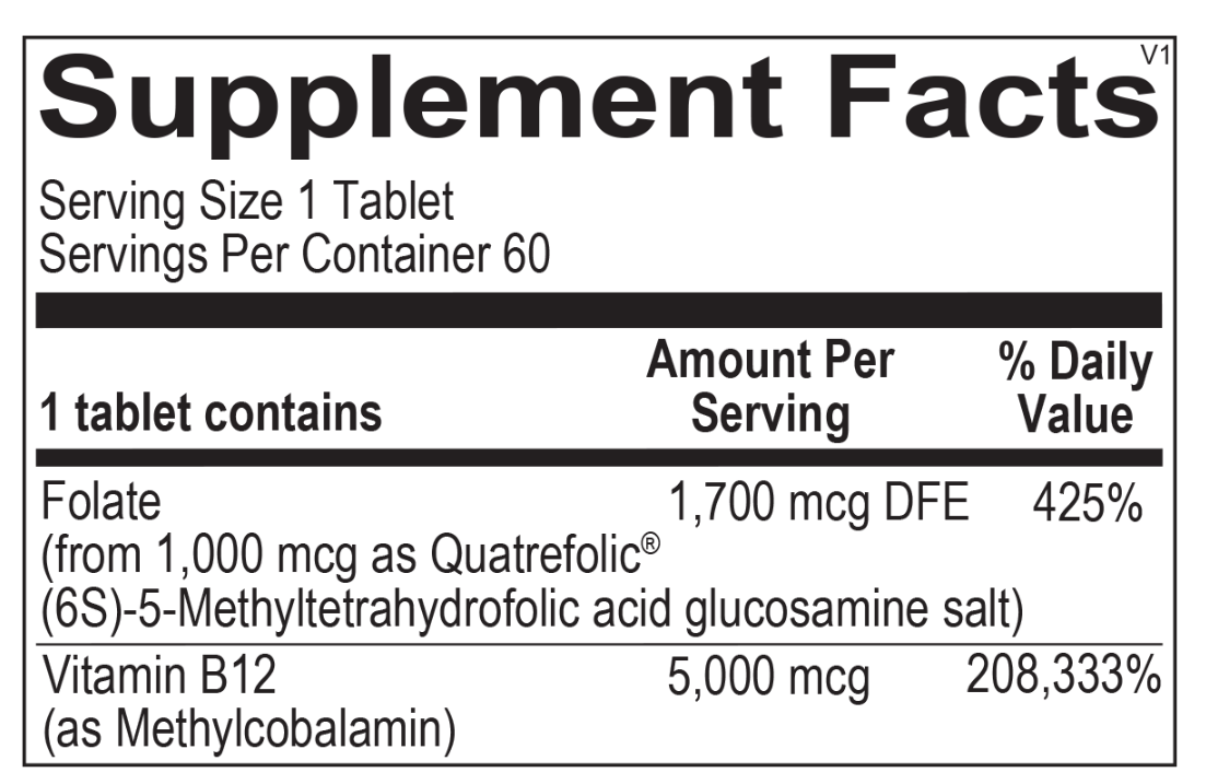 Ortho Molecular Methyl B12- Supplement facts