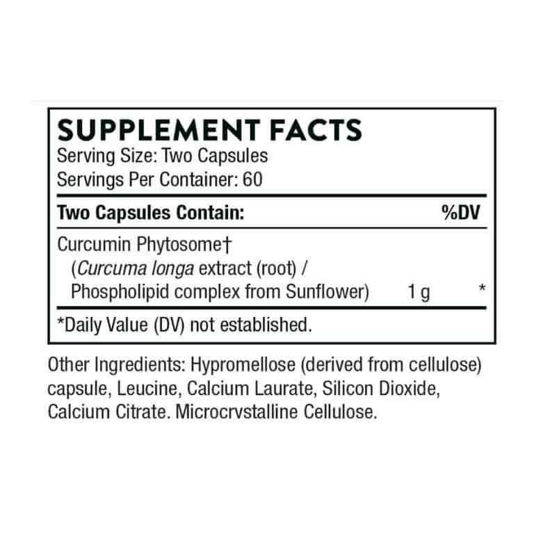 Thorne Curcumin Phystosome - supplement facts