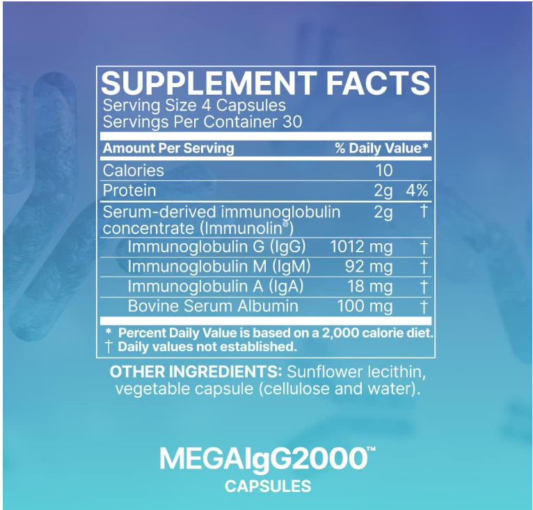 Microbiome Labs MegaIgG2000- Supplement Facts