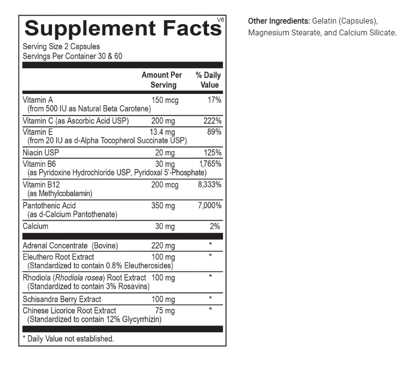 Ortho Molecular Adren-All - Supplement Facts