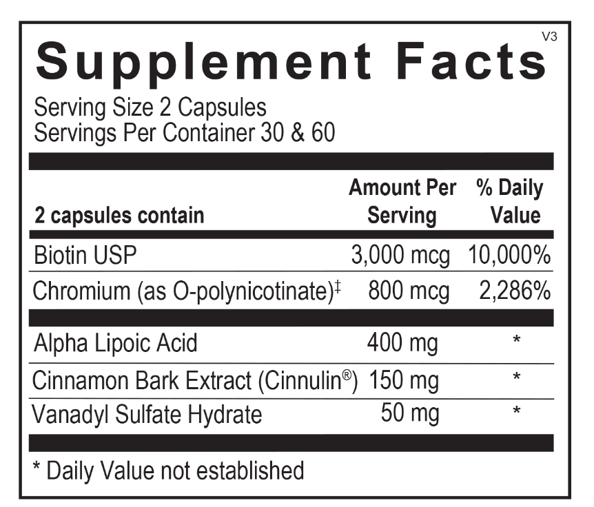 Ortho Molecular  Diaxinol- Supplement facts