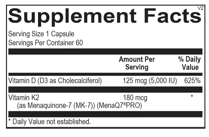 Ortho Molecular K Force- Supplement facts 