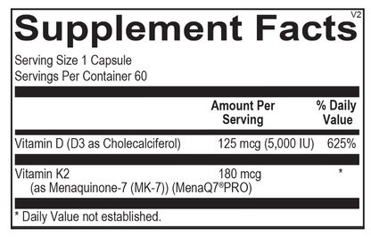 Ortho Molecular K Force- Supplement facts 