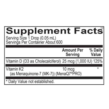 Ortho Molecular Liquid Vitamin D3 with K2- supplement facts